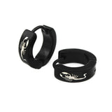 Maxbell 1 Pair Men's Women's Black Stainlees Steel Hoop Huggie Earrings Ear Studs