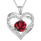 Maxbell Love Heart Rose Pendant Necklace for Mom Daughter Exquisite Silver