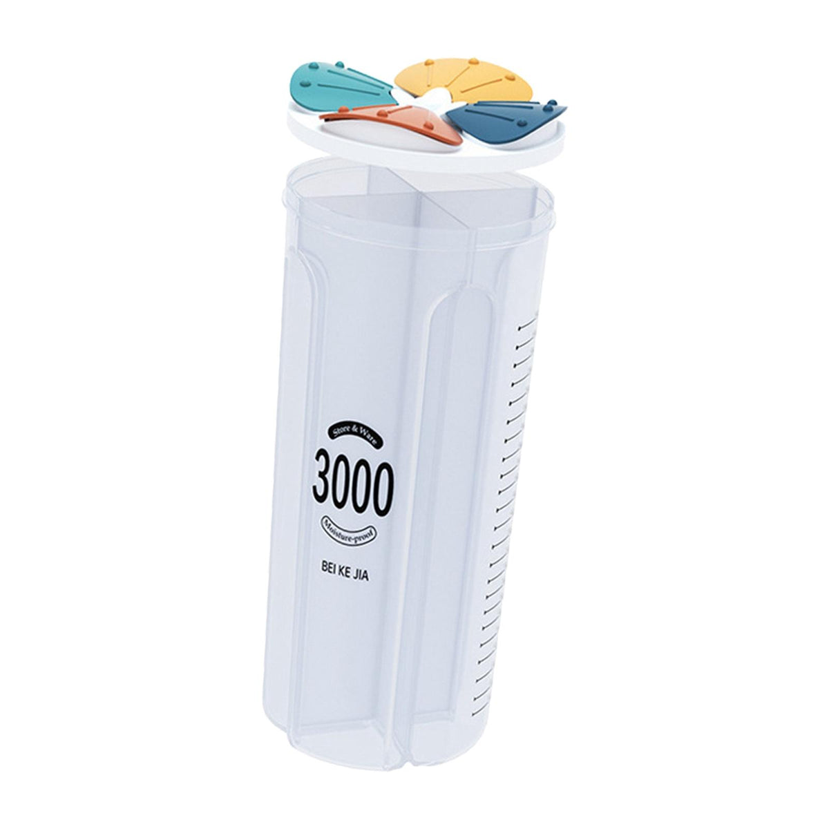 Maxbell Airtight Cereal Storage Container BPA Free 4 Grids for Sesame Rice Cereal 3L
