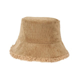 Maxbell Elegant Plush Bucket Hat Autumn Winter Hat for Backpacking Travel Parties Khaki