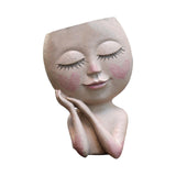 Maxbell Unique Resin Pot Desk Vase Face Planter Pot for Bedroom Tabletop Decoration White