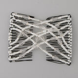 Maxbell Elegant Double Hair Comb Stretch Magic Beads Clip Hairstyle Accessory White
