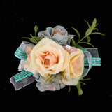Maxbell Wedding Bride Bridesmaid Prom Party Wrist Corsage Hand Flower  Blue