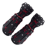 Maxbell PU Leather Cosplay Half Finger Gloves Arm Guard Bandage Medieval for Party Black