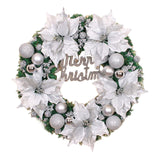 Maxbell Christmas Door Wreath Green Leaves Wreaths Ball Ornament for Holiday Argent