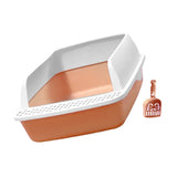 Maxbell Cat Litter Box Semi Enclosed with High Side Easy to Clean Anti Splashing Pink
