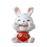 Maxbell Chinese Rabbit Statue Bunny Figurine Craft for Holiday Store Decoration Lucky