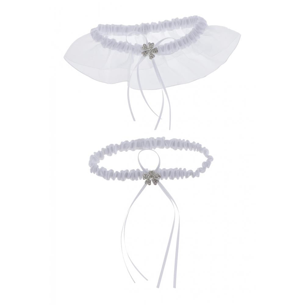 Maxbell Elastic Bow Wedding Bridal Lace Leg Garter for Brides Bridesmaid White