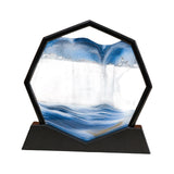 Maxbell Moving Sand Art Picture Flowing Sand Painting Quicksand Artistic Landscape Black Frame Blue