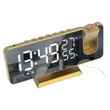 Maxbell Mirror Digital Alarm Clock LED Lamp Snooze Adjustable Brightness Gold