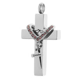 Maxbell Double Cross with Crystal Stainless Steel Cremation Family Keepsake Grandma