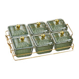 Maxbell Divided Serving Dishes Modern Dried Fruit Plate for Cupcake Living Room Home 6 Grids Green