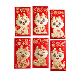 Maxbell 6Pcs Chinese New Year Red Envelopes for Birthday Year of Dragon Dinner Party Style B