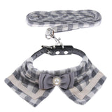 Maxbell Pet Dog and Cat Strap Rope, Puppy Kitten Bow Tie Collar Leash M Black Plaid