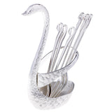 Max Swan Spoon Forks Holder Table Tableware For Coffee Fruits 3 Spoon 3 Fork