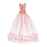 Maxbell Lace Tulle Bridesmaid Dress Party Evening Dance Gown for 1/3 BJD Dolls Pink