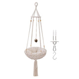 Maxbell Macrame Cat Hammock Cat Bed Kitten Wall Hanging for Outdoor Resting Sleeping