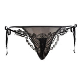 Max Lady Sexy Lace Bead T-back Black Embroidered Skeleton Hiphugger Underwear L