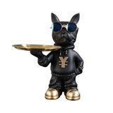 Maxbell Resin Dog Desk Storage Tray Statue Decorative Modern for Cafe Entryway Decor Black