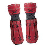 Maxbell PU Leather Cosplay Half Finger Gloves Arm Guard Bandage Medieval for Party Red