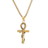 Maxbell Retro Steel Snake Cross Pendant Necklaces Meaningful Gift Chain 60cm Durable