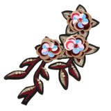 Max sequin flower Adhesive Patch Applique Sewing on /iron on decor goden red