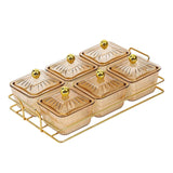 Maxbell Divided Serving Dishes Dried Fruit Plate Nuts Tray for Snacks Brown 6 Grids