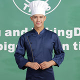 Maxbell Unisex Chef Jacket Coat Long Sleeves Oblique Led Package Margin L Blue