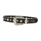 Maxbell Fashion Women Belt Rhinestone Pin Buckle for Unisex Cool Boy Girl black