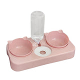 Maxbell 3 in 1 Dog Cat Bowls Water and Food Bowl Set for Rabbit Small or Medium Dogs Pink