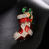 Maxbell Crystal Sika Deer Christmas Boot Bell Angel Apple Pin Brooch Christmas Boot