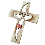 Maxbell Wooden Wall Cross Intertwined Heart Blessing Crucifix Orthodox Couple Gift