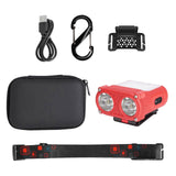 Maxbell Mini LED Headlamp Flashlight Body Sensor Lightweight with Head Strap Bright Red