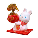Maxbell Rabbit Year Wealth Lucky Figurine Resin Piggy Bank Ornament Tabletop Decor