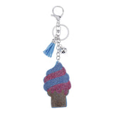 Max Cute Ice Cream Shaped Pendant Diamante Key Ring Purse Bag Charms Decor