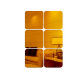 Max Maxb 6 Pieces Self-adhesive Square Mirror Wall Stickers Decal #3 19x19cm Golden