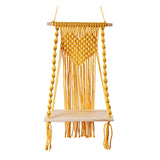 Maxbell Macrame Wall Hanging Shelf Basket Hanger Holder Boho Woven Rope for Home Yellow