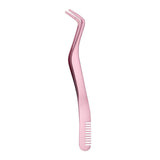 Maxbell Professional 2 in 1 Curved Lash Tweezers for DIY Eyelash Extension Supplies Pink