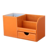 Maxbell Multifunctional leather pen holder fashion desktop storage box Orange