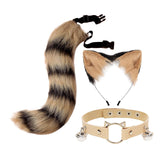 Maxbell Faux Fur Cat Ears and Tail Set Costume Fancy Dress Gift for Stage Shows Black Yellow