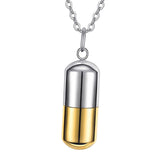 Maxbell Cremation Urn Necklace Tube Bottle Fashion Sealing Pendant for Pet Men Gold