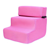 Maxbell Pet Dog Stairs Ladder Ramp Puppy Washable Removable 3 Steps for Sofa Indoor Pink