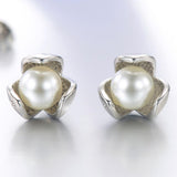 Maxbell Clover Ear Stud Simulated Pearl Ear Stud Temperament Earrings Anti-Allergy