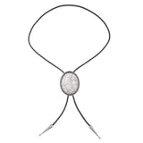 Maxbell Unique Stone Bolo Tie Necktie Oval Adjustable for Party Accessories Gifts White