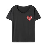 Maxbell Women's T Shirt Streetwear Summer Heart Pattern Round Neck Stylish Basic Tee XXL