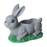 Maxbell Resin Bunny Figurine Decorative Rabbit Planter Pots for Cabinet Easter Party gray
