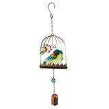 Max Birdcage Iron Craft Bird Wall Hanging Wind Chime Statue Decorative Blue
