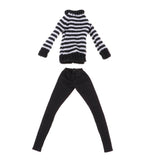 Max Handmade Winter Costume Sweater Pants Trouser For 12inch Girl Dolls Black
