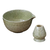 Maxbell 2x Traditional Japanese Matcha Bowl and Whisk Holder for Tea Ceremony Office Green
