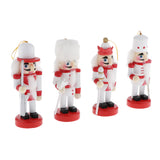 Maxbell 4pcs Wooden Nutcracker Solider Figures Puppet Toy Christmas Ornaments Decor
